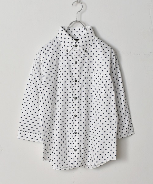 Starting Over（スターティングオーバー）の「日本製 水玉プリントボタンダウン七分袖シャツ（シャツ/ブラウス・メンズ・ブラック系1/ネイビー系2/ブラック系2/ホワイト系1/ホワイト系2/ネイビー系1・LL/L/M）」の2枚目の写真