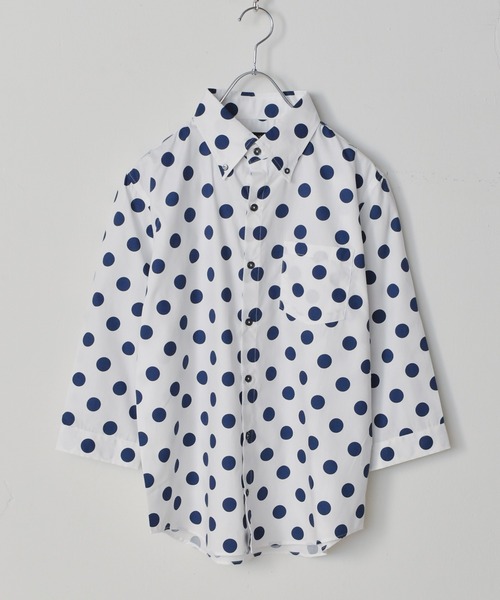 Starting Over（スターティングオーバー）の「日本製 水玉プリントボタンダウン七分袖シャツ（シャツ/ブラウス・メンズ・ブラック系1/ネイビー系2/ブラック系2/ホワイト系1/ホワイト系2/ネイビー系1・LL/L/M）」の3枚目の写真