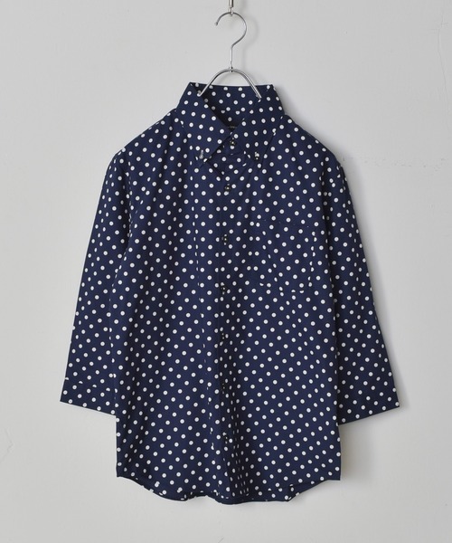 Starting Over（スターティングオーバー）の「日本製 水玉プリントボタンダウン七分袖シャツ（シャツ/ブラウス・メンズ・ブラック系1/ネイビー系2/ブラック系2/ホワイト系1/ホワイト系2/ネイビー系1・LL/L/M）」の5枚目の写真