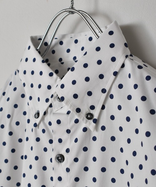 Starting Over（スターティングオーバー）の「日本製 水玉プリントボタンダウン七分袖シャツ（シャツ/ブラウス・メンズ・ブラック系1/ネイビー系2/ブラック系2/ホワイト系1/ホワイト系2/ネイビー系1・LL/L/M）」の7枚目の写真