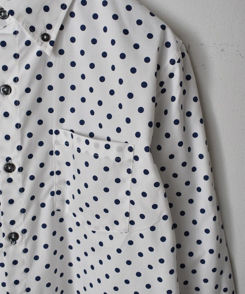 Starting Over（スターティングオーバー）の「日本製 水玉プリントボタンダウン七分袖シャツ（シャツ/ブラウス・メンズ・ブラック系1/ネイビー系2/ブラック系2/ホワイト系1/ホワイト系2/ネイビー系1・LL/L/M）」の8枚目の写真