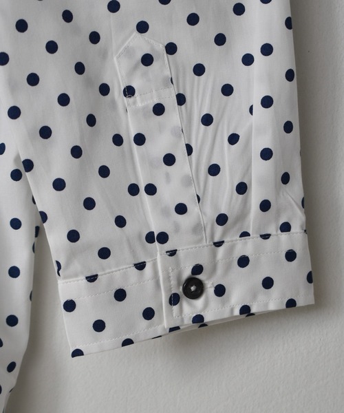 Starting Over（スターティングオーバー）の「日本製 水玉プリントボタンダウン七分袖シャツ（シャツ/ブラウス・メンズ・ブラック系1/ネイビー系2/ブラック系2/ホワイト系1/ホワイト系2/ネイビー系1・LL/L/M）」の11枚目の写真