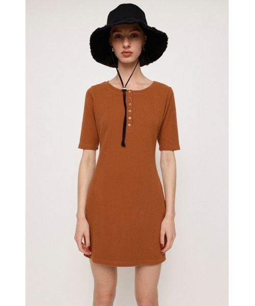 SLY（スライ）の「CUT RIB HENRY NECK S/OP カットリブ ヘンリーネック ショート ワンピース ミニワンピース（ワンピース・レディース・カーキ/ブラック/キャメル・1/2）」の12枚目の写真