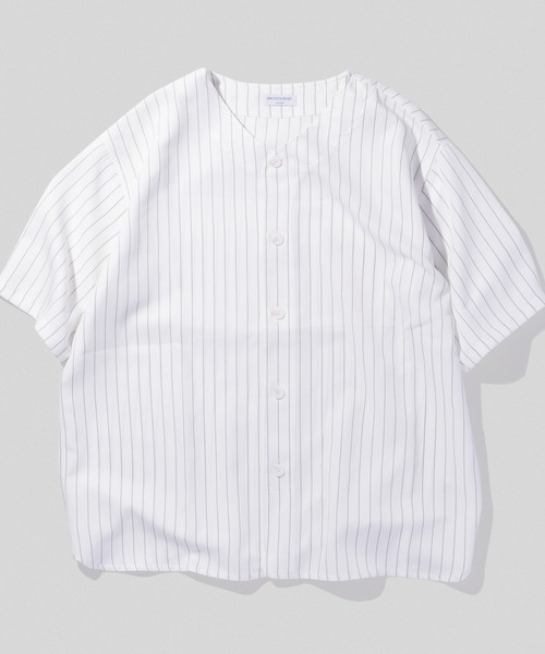 ✨FC限定✨☺️新品・未開封☺️★KINGDOM★ベースボールシャツ★WHITE BROKEN BASE（ブロークンベース）の「ストライプベースボールシャツ