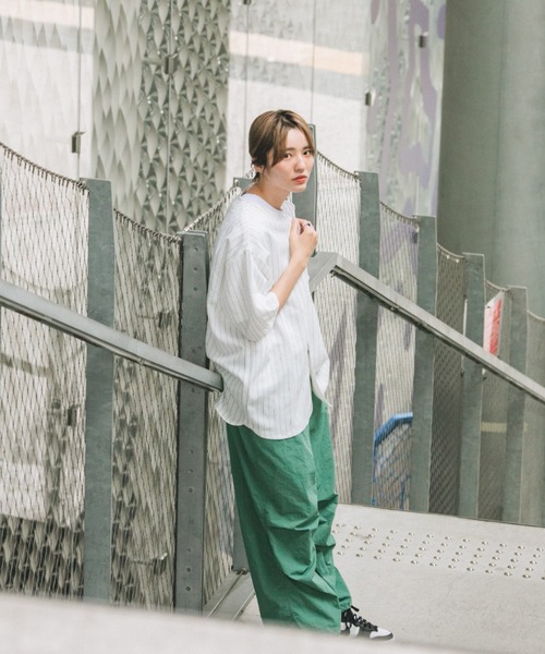 BROKEN BASE(ブロークンベース)の「ストライプベースボールシャツ(シャツ/ブラウス・メンズ・ホワイト/グリーン/ネイビー・MEDIUM/LARGE)」の19枚目の写真