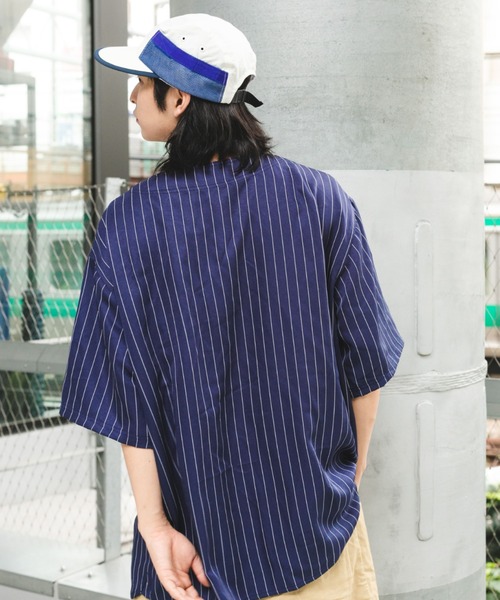 BROKEN BASE(ブロークンベース)の「ストライプベースボールシャツ(シャツ/ブラウス・メンズ・ホワイト/グリーン/ネイビー・MEDIUM/LARGE)」の8枚目の写真