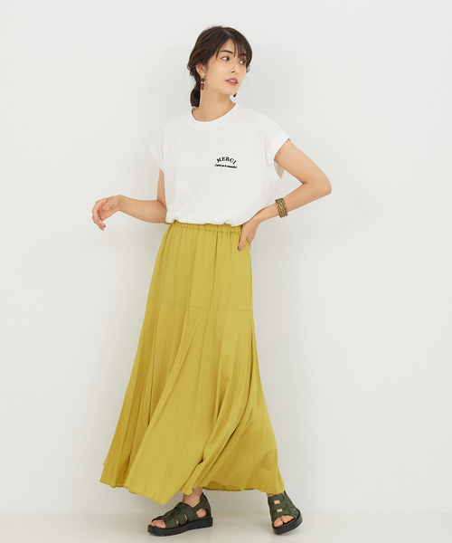 abahouse mavie（アバハウスマヴィ）の「フレンチオーバー刺繍Ｔシャツ（Tシャツ/カットソー・レディース・ホワイト/ブラウン/グリーン・フリー）」の11枚目の写真