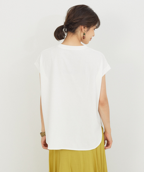 abahouse mavie（アバハウスマヴィ）の「フレンチオーバー刺繍Ｔシャツ（Tシャツ/カットソー・レディース・ホワイト/ブラウン/グリーン・フリー）」の18枚目の写真