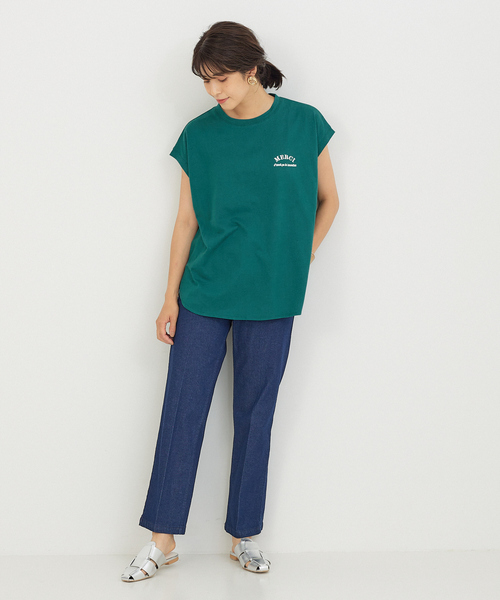 abahouse mavie（アバハウスマヴィ）の「フレンチオーバー刺繍Ｔシャツ（Tシャツ/カットソー・レディース・ホワイト/ブラウン/グリーン・フリー）」の7枚目の写真