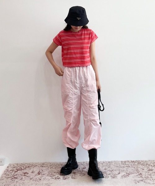 EPIMI E'PIMMY（エピミエピミー）の「ナイロンタックジョガーパンツ（カーゴパンツ・レディース・ブラック/オフホワイト/ピンク/モカ・MEDIUM）」の12枚目の写真