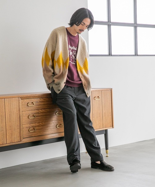 niko and ニコアンド　アーガイルシャギーVネックカーディガン niko and（ニコアンド）の「アーガイルシャギーVネック