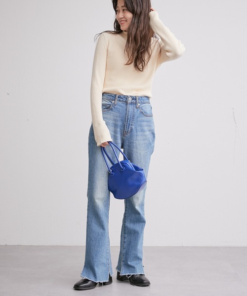 CIAOPANIC TYPY(チャオパニックティピー)の「【WEB限定】アンチピリング配色ステッチタートルニット(ニット/セーター・レディース・ブラック/グレー/オフホワイト/カーキ/サックスブルー/オレンジ/ピンク/ブラウン/ブルー/マスタード・ONE SIZE)」の20枚目の写真