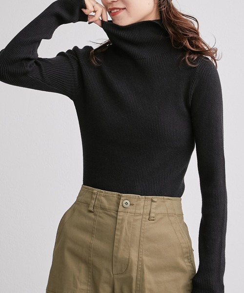 CIAOPANIC TYPY(チャオパニックティピー)の「【WEB限定】アンチピリング配色ステッチタートルニット(ニット/セーター・レディース・ブラック/グレー/オフホワイト/カーキ/サックスブルー/オレンジ/ピンク/ブラウン/ブルー/マスタード・ONE SIZE)」の11枚目の写真