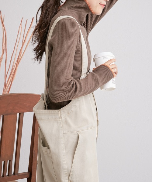 CIAOPANIC TYPY(チャオパニックティピー)の「【WEB限定】アンチピリング配色ステッチタートルニット(ニット/セーター・レディース・ブラック/グレー/オフホワイト/カーキ/サックスブルー/オレンジ/ピンク/ブラウン/ブルー/マスタード・ONE SIZE)」の14枚目の写真