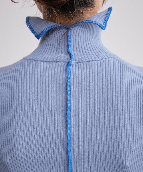 CIAOPANIC TYPY(チャオパニックティピー)の「【WEB限定】アンチピリング配色ステッチタートルニット(ニット/セーター・レディース・ブラック/グレー/オフホワイト/カーキ/サックスブルー/オレンジ/ピンク/ブラウン/ブルー/マスタード・ONE SIZE)」の18枚目の写真