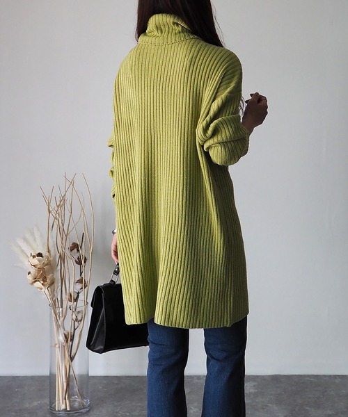 Riberry（リベリー）の「リブタートルチュニックワンピース（チュニック・レディース・ブラック/グレイッシュベージュ/グリーン/ブルー・MEDIUM）」の15枚目の写真