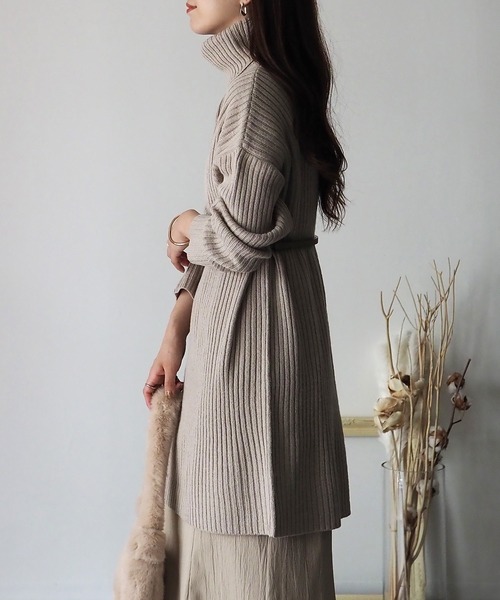 Riberry（リベリー）の「リブタートルチュニックワンピース（チュニック・レディース・ブラック/グレイッシュベージュ/グリーン/ブルー・MEDIUM）」の7枚目の写真