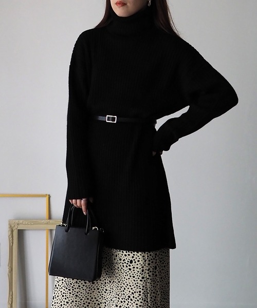 Riberry（リベリー）の「リブタートルチュニックワンピース（チュニック・レディース・ブラック/グレイッシュベージュ/グリーン/ブルー・MEDIUM）」の16枚目の写真