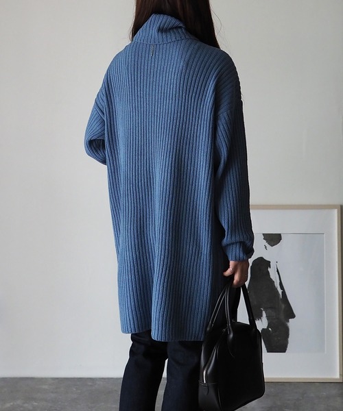 Riberry（リベリー）の「リブタートルチュニックワンピース（チュニック・レディース・ブラック/グレイッシュベージュ/グリーン/ブルー・MEDIUM）」の17枚目の写真