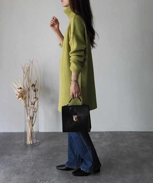 Riberry（リベリー）の「リブタートルチュニックワンピース（チュニック・レディース・ブラック/グレイッシュベージュ/グリーン/ブルー・MEDIUM）」の10枚目の写真