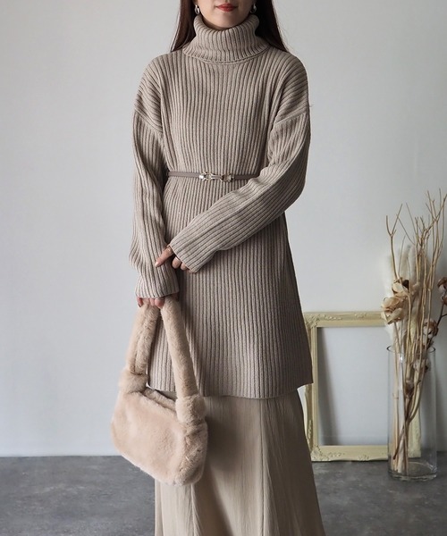 Riberry（リベリー）の「リブタートルチュニックワンピース（チュニック・レディース・ブラック/グレイッシュベージュ/グリーン/ブルー・MEDIUM）」の22枚目の写真