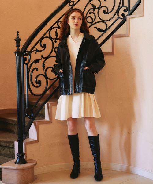 idem(イデム)の「faux leather blouson/フェイクレザーブルゾン(ブルゾン・レディース・ブラック/ブラウン・FREE)」の22枚目の写真