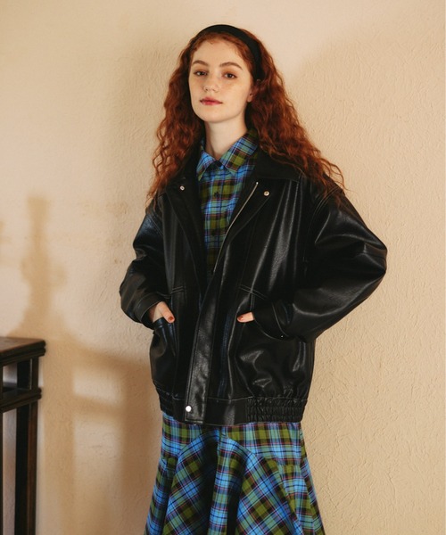 idem(イデム)の「faux leather blouson/フェイクレザーブルゾン(ブルゾン・レディース・ブラック/ブラウン・FREE)」の6枚目の写真