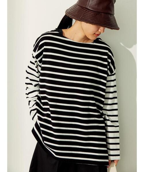 AMERICAN HOLIC（アメリカンホリック）の「マルチボーダーカットチュニック（Tシャツ/カットソー・レディース・A/ブラック/B・M/L）」の10枚目の写真