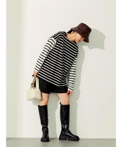 AMERICAN HOLIC（アメリカンホリック）の「マルチボーダーカットチュニック（Tシャツ/カットソー・レディース・A/ブラック/B・M/L）」の14枚目の写真