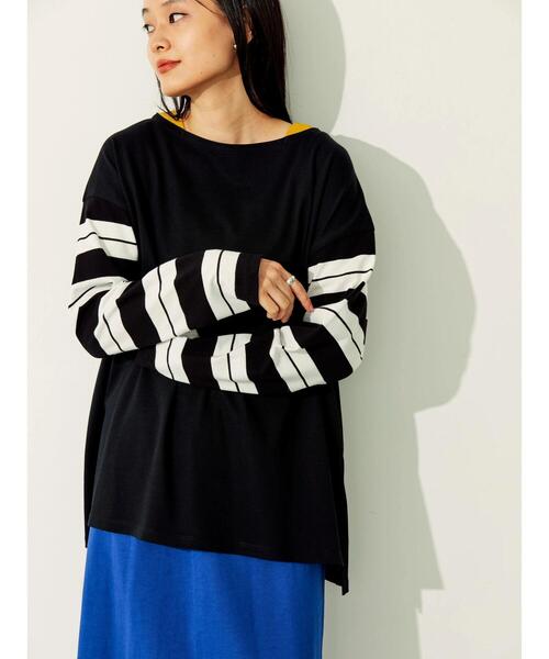 AMERICAN HOLIC（アメリカンホリック）の「マルチボーダーカットチュニック（Tシャツ/カットソー・レディース・A/ブラック/B・M/L）」の17枚目の写真