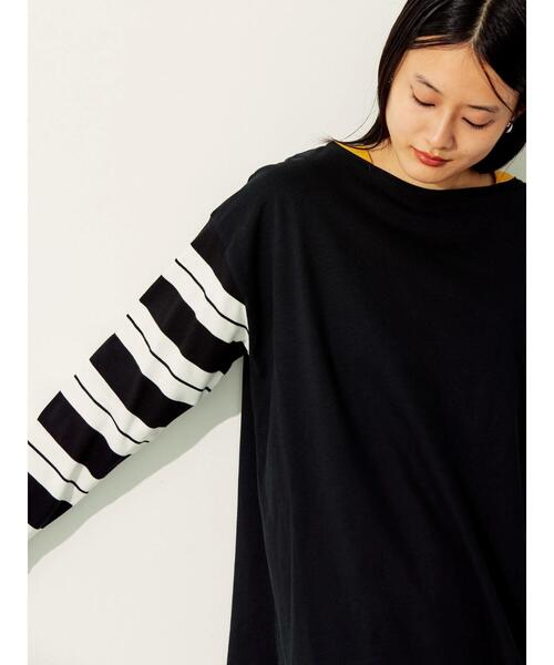 AMERICAN HOLIC（アメリカンホリック）の「マルチボーダーカットチュニック（Tシャツ/カットソー・レディース・A/ブラック/B・M/L）」の20枚目の写真