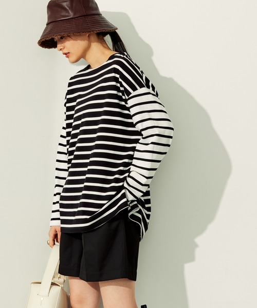 AMERICAN HOLIC（アメリカンホリック）の「マルチボーダーカットチュニック（Tシャツ/カットソー・レディース・A/ブラック/B・M/L）」の3枚目の写真