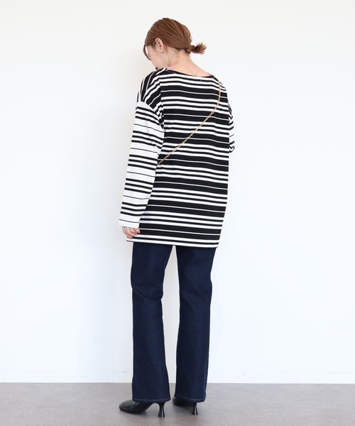 AMERICAN HOLIC（アメリカンホリック）の「マルチボーダーカットチュニック（Tシャツ/カットソー・レディース・A/ブラック/B・M/L）」の5枚目の写真