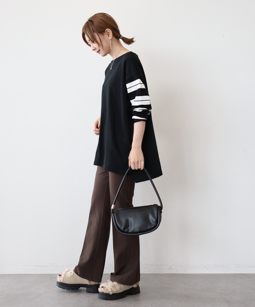 AMERICAN HOLIC（アメリカンホリック）の「マルチボーダーカットチュニック（Tシャツ/カットソー・レディース・A/ブラック/B・M/L）」の7枚目の写真