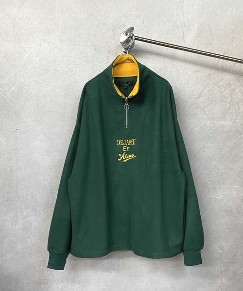 Beno（ビーノ）の「カラーマイクロフリース ビッグシルエット 刺繍ロゴ ハーフジップ スタンドトレーナー（スウェット・メンズ・ブルー/パープル/イエロー/ブラック/グリーン/ホワイト・L/M）」の3枚目の写真