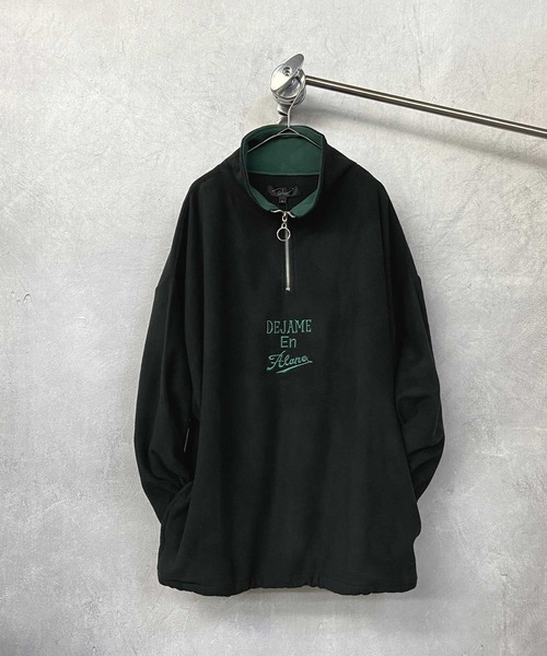 Beno（ビーノ）の「カラーマイクロフリース ビッグシルエット 刺繍ロゴ ハーフジップ スタンドトレーナー（スウェット・メンズ・ブルー/パープル/イエロー/ブラック/グリーン/ホワイト・L/M）」の2枚目の写真
