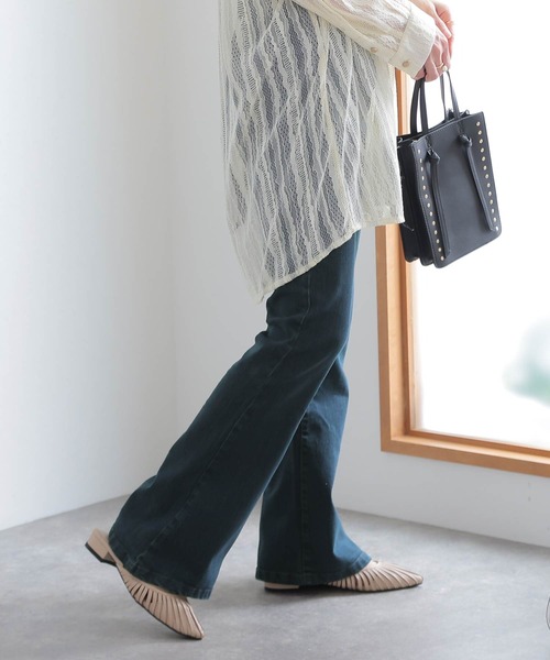 ElegChic(エレグシック)の「後編み上げリボン付きブーツカットデニムパンツ(デニムパンツ・レディース・ワンウォッシュ/ブルー・L/3L/4L/XL/M)」の15枚目の写真