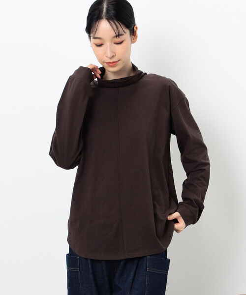 ONIGIRI（オニギリ）の「ハイネック　長袖Ｔシャツ（Tシャツ/カットソー・レディース・ネイビー/オフホワイト/イエロー/ブラウン・L/M）」の3枚目の写真
