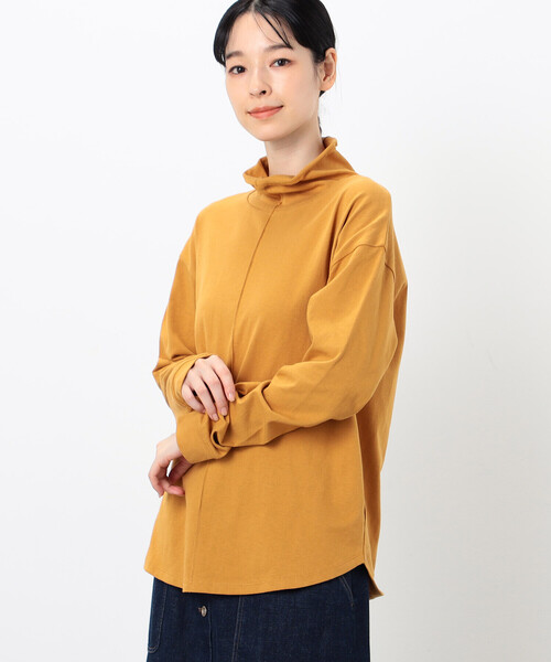 ONIGIRI（オニギリ）の「ハイネック　長袖Ｔシャツ（Tシャツ/カットソー・レディース・ネイビー/オフホワイト/イエロー/ブラウン・L/M）」の8枚目の写真