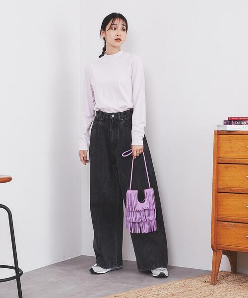 coen(コーエン)の「ピーチプチハイネックロングスリーブTシャツ(Tシャツ/カットソー・レディース・ブラック/ライラック/ホワイト/ケリー・L/M)」の6枚目の写真