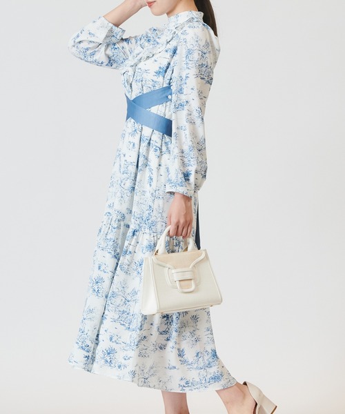 トワルドジュイ柄ハイネックフリルワンピース（マタニティウェア/グッズ）｜SweetMommy（スウィートマミー）