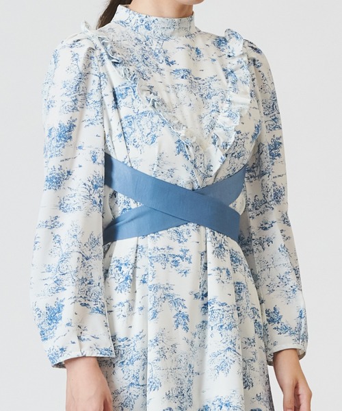 トワルドジュイ柄ハイネックフリルワンピース（マタニティウェア/グッズ）｜SweetMommy（スウィートマミー）