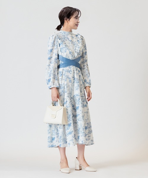 トワルドジュイ柄ハイネックフリルワンピース（マタニティウェア/グッズ）｜SweetMommy（スウィートマミー）