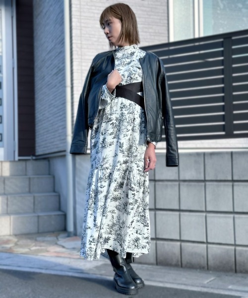 トワルドジュイ柄ハイネックフリルワンピース（マタニティウェア/グッズ）｜SweetMommy（スウィートマミー）