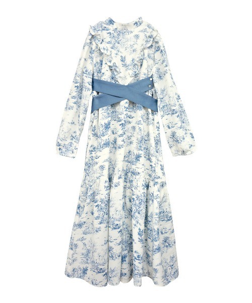 トワルドジュイ柄ハイネックフリルワンピース（マタニティウェア/グッズ）｜SweetMommy（スウィートマミー）