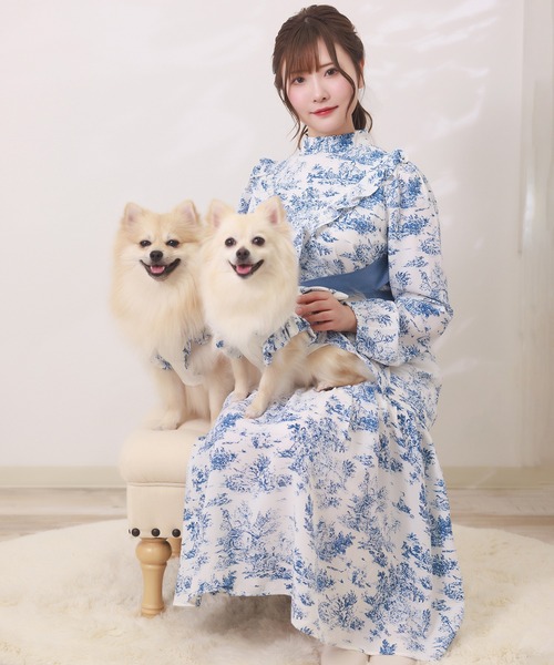 トワルドジュイ柄ハイネックフリルワンピース（マタニティウェア/グッズ）｜SweetMommy（スウィートマミー）