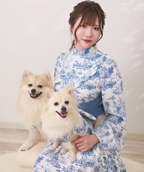 トワルドジュイ柄ハイネックフリルワンピース（マタニティウェア/グッズ）｜SweetMommy（スウィートマミー）