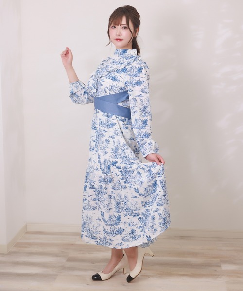 トワルドジュイ柄ハイネックフリルワンピース（マタニティウェア/グッズ）｜SweetMommy（スウィートマミー）