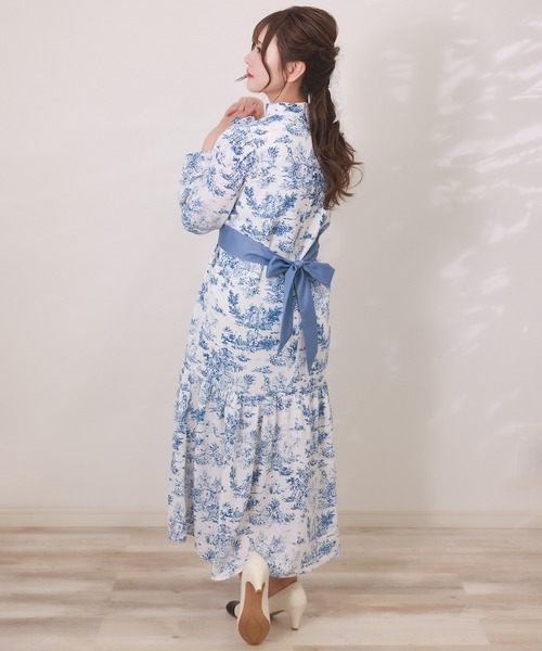 トワルドジュイ柄ハイネックフリルワンピース（マタニティウェア/グッズ）｜SweetMommy（スウィートマミー）