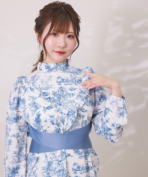 トワルドジュイ柄ハイネックフリルワンピース（マタニティウェア/グッズ）｜SweetMommy（スウィートマミー）